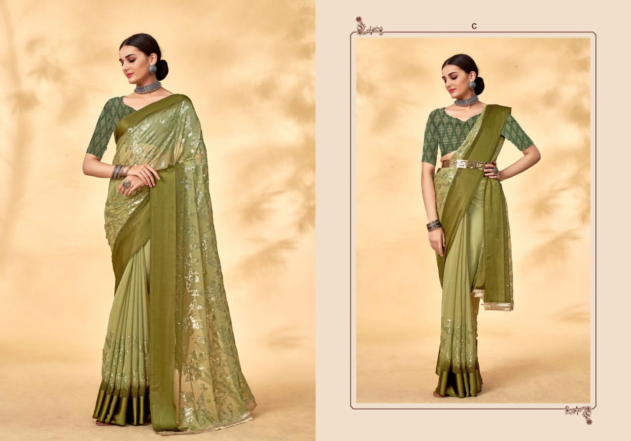 Ynf Varnam New Exclusive Wear Fancy Designer Sequence Satin Saree Collection
